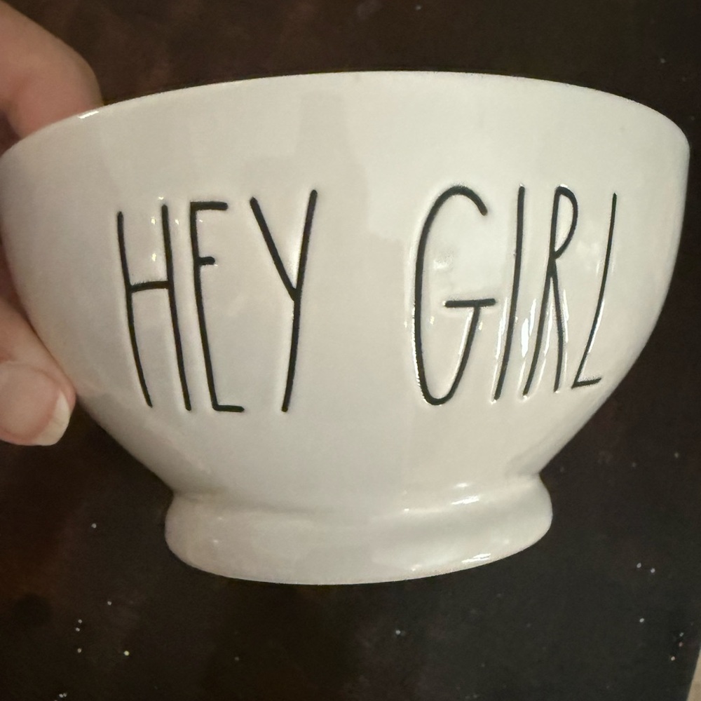 Rae Dunn White Ceramic Bowl with Black Lettering